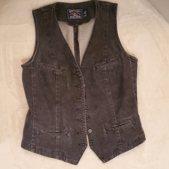American Living Tops - American Living Black Denim Vest  Size Medium